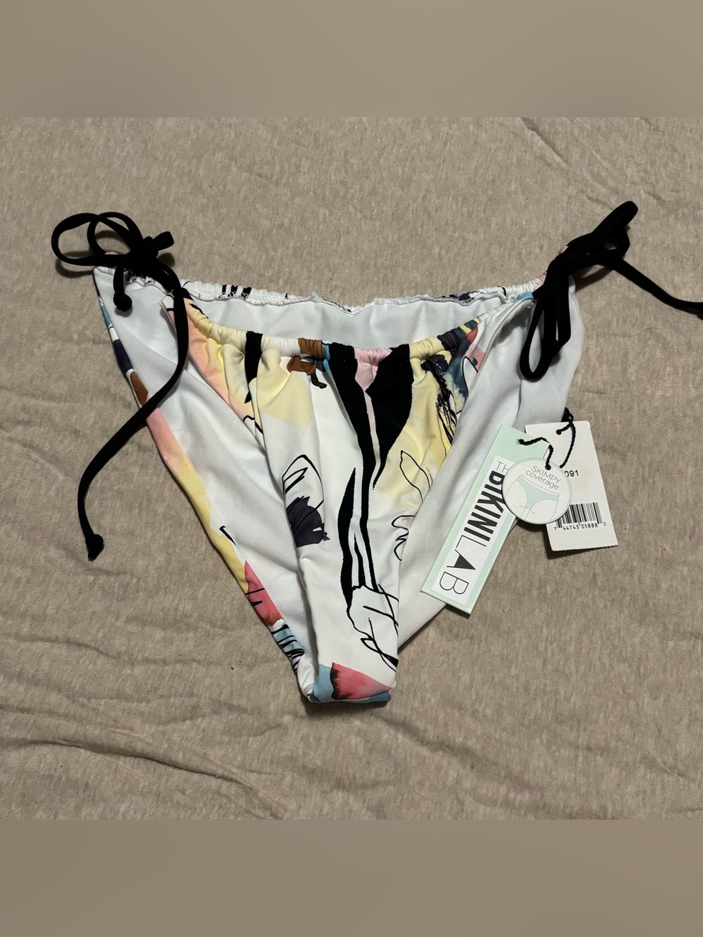 Bikini Lab Skimpy Side Tie Bikini Bottoms - Sunset Blooms Print - Size